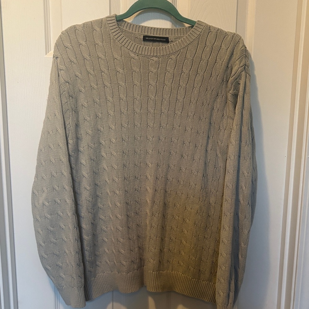 Women’s Brandy Melville Cable Knit Crewneck Sweater - Cream